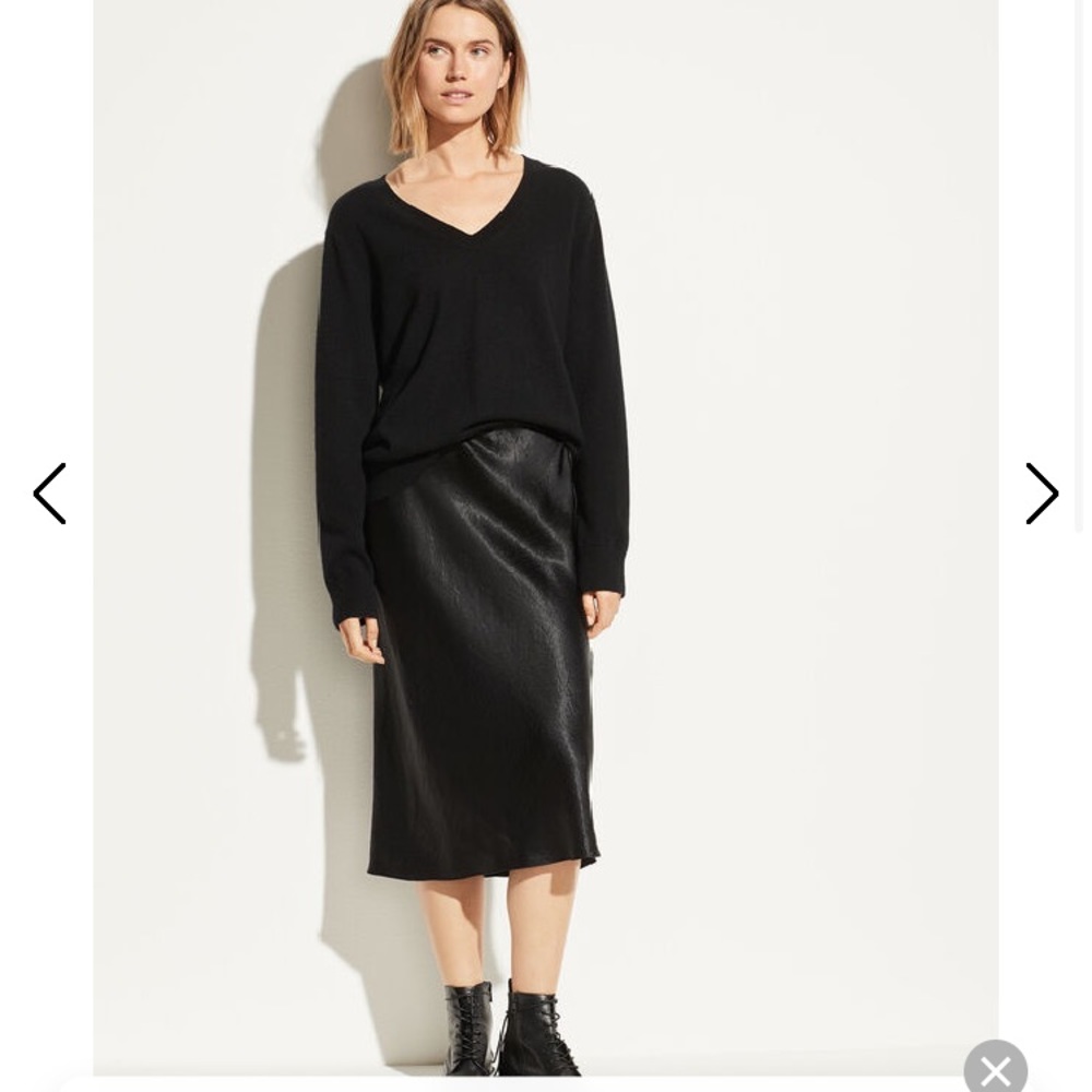 Black Vince Satin Slip Skirt